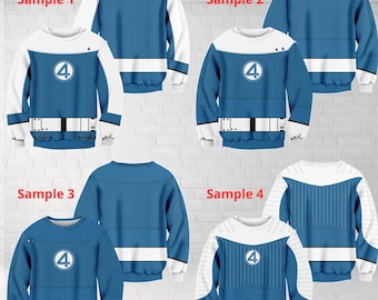 Fantastic Four Sweatshirt, Superhero Costume Hoodie, Mr. Fantastic, Invisible Woman, Human Torch, The Thing Costume Matching Shirt