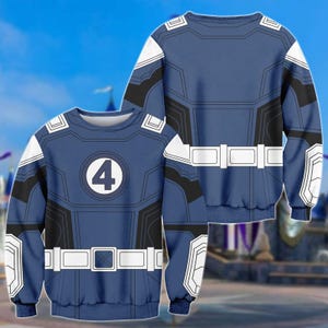 Fantastic Four Costume Sweatshirt, First Steps Hoodie, Fantastic 4 Cosplay 3D Sweatshirt, Superhero 3D Shirt, Fantastic 4 Movie Gift, G