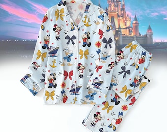 Disney Cruise-pyjamaset, Mickey en Friends nautische pyjama, schattige tekenfilmnachtkleding, gezellige loungeset, nachtkleding met leuke personages