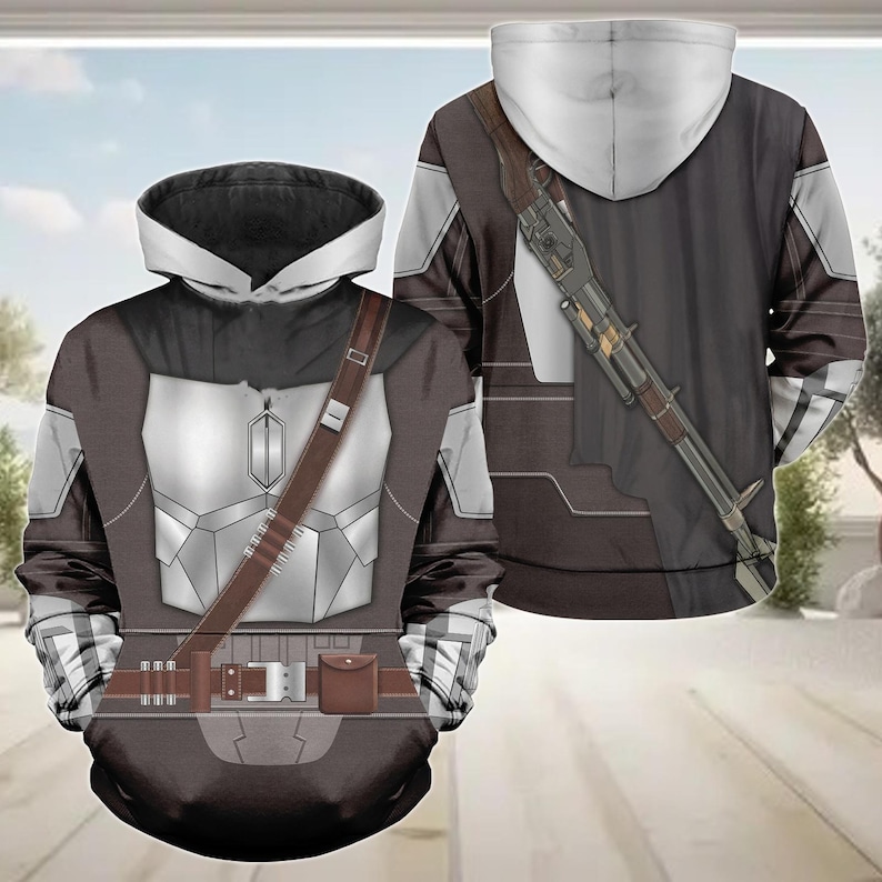 Mandalorian Costume 3D Tshirt, Star Wars Cosplay Sweatshirt, Star Wars Mandalorian 3D Hoodie, Galaxy Fan Gift, Costume Cosplay Shirt
