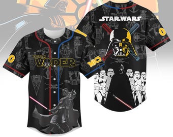 Darth Vader Star Wars Custom Jersey, Black Baseball Shirt with Lightsaber Print, Personalized Gift for Him, Star Wars Jersey Her Shirt