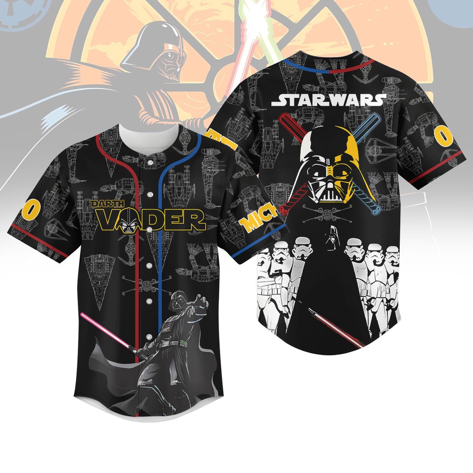 Darth Vader Star Wars Custom Jersey, Black Baseball Shirt With