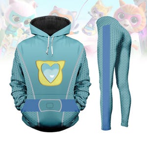SuperKitties Suit Costume Hoodie Legging, SuperKitties Costume Hoodie, Super Cat Hero Halloween Outfit, Super Cat Suit Costume