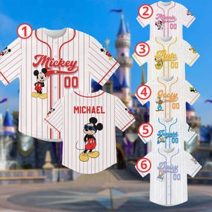 Mickey and Friends Matching Group Baseball Jersey, Custom Disneyland Jersey, Baseball Team, Mickey Mouse Birthday, Gift for Kids Jersey