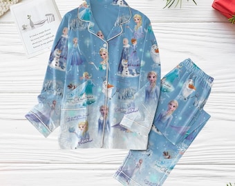Disney Frozen kerstpyjama, prinses Elsa damespyjama, Elsa en Anna pyjama, Olaf Snowman vakantiepyjama, cadeau voor haar