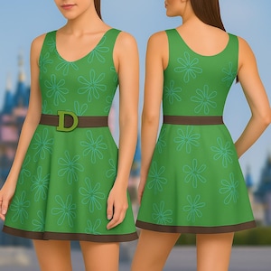 Disgust Inside Out 2 Skater Kleid, Cosplay Outfit, Pixar Halloween Kostüm, Süßes Disney Park Kleid, Cosplay Frauen Kleid, Geschenk für Frauen