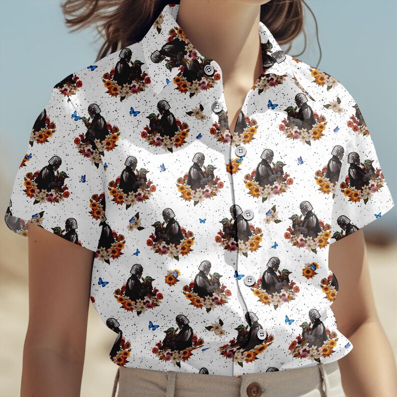 The Mandalorian And Grogu Shirt, Bounty Hunter Shirt, Star Wars Button Shirt, Baby Yoda Shirt, Mandalorian Shirt, Disneyland Shirt