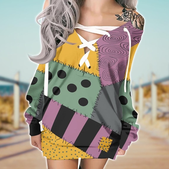 nightmare before christmas sally sweater dress Halloween Sally Skellington Cross Sweater Dress, Nightmare Before Christmas  Casual Dress, Sally Halloween Cosplay Outfit, Gift for Her