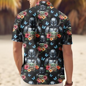 Mandalorian Grogu Flower Button Shirt, Baby Yoda Shirt, Star Wars This Is The Way Shirt, Disneyland Family Trip Shirt, Father's Day Gif