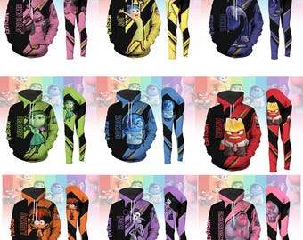 Leggings con capucha a juego de Inside Out, pantalones de yoga de Disney, leggings de Disney Pixar, disfraz de cosplay de Disney Emotion, regalo para mujer