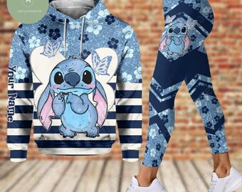 Personalisierte Stitch Hoodie Legging, Stitch Yoga Legging, Stitch Hoodie, Lilo und Stitch Hoodie, Stitch Womens Legging, Disneyland Shirt