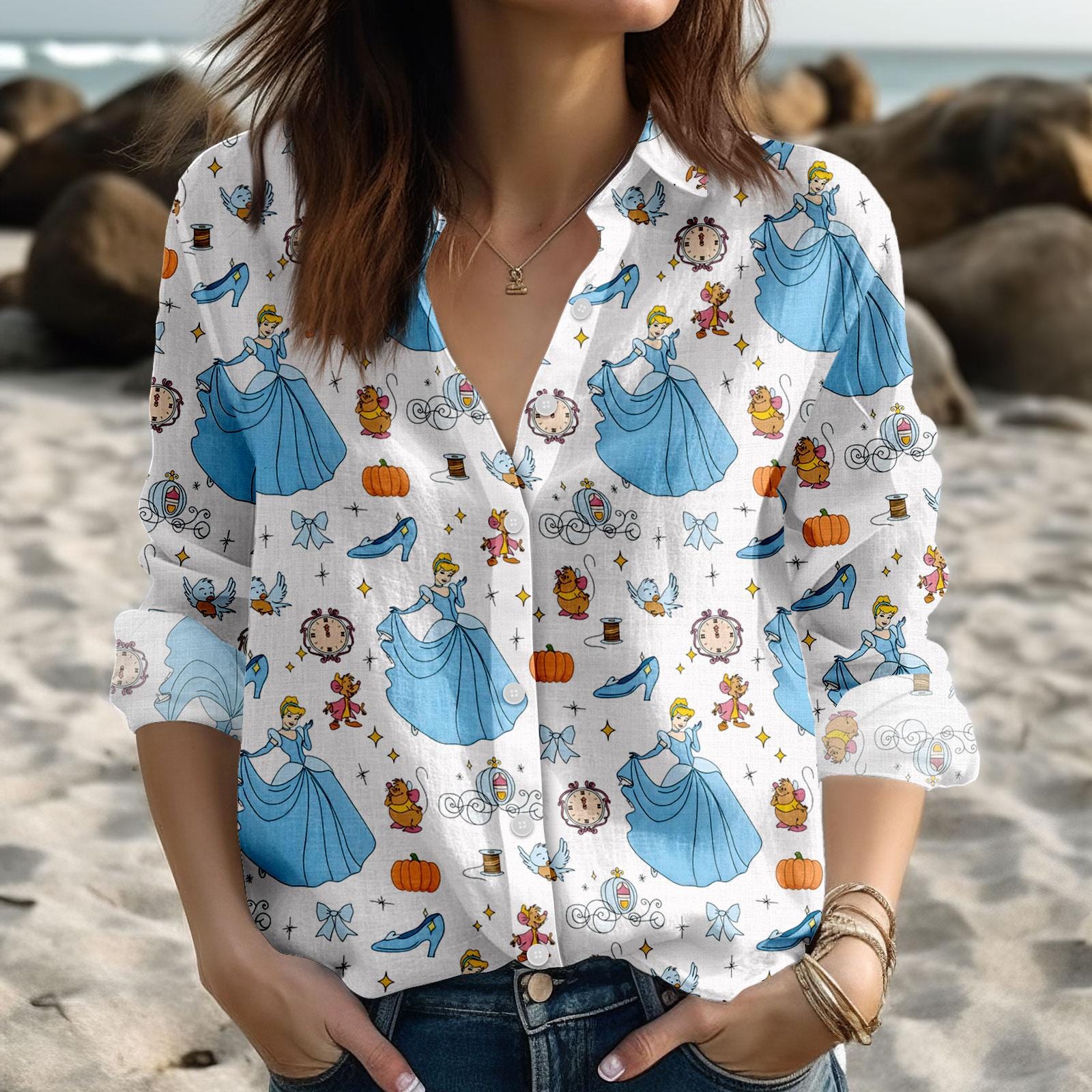 Discover Disney Cinde Blouse, Princess Fairy Tale Top, Midnight Meet Women’s Shirt, Disneyland Vacation Disney Shirt