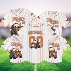 Mater Cars Baseball Jersey, Custom Name Shirt, Cute Rusty Tow Truck Jersey for Pixar Fans, Cars Birthday Kids Jersey