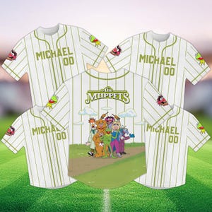 Camiseta de béisbol de los Muppets, camiseta personalizada con nombre y número, regalo para fans de Kermit, Fozzie y Gonzo, camiseta retro de dibujos animados.