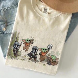 Retro Mandalorian and Grogu Shirt, Comfort Colors Tee, Mandalorian Graphic Tee, Star Wars Bounty Hunter Shirt, Birthday Gift for Her