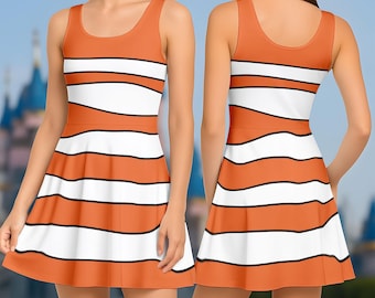 Nemo Skater Dress, Finding Nemo Cosplay Costume, Cosplay Women Dress, Cute Pixar Fish Halloween Outfit