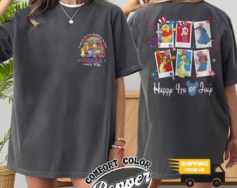 Winnie de Poeh 4 juli-shirt, comfortkleuren patriottisch T-shirt, Independence Day Disney-shirt, USA vlag Pooh Graphic Tee