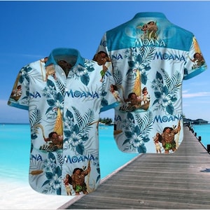 Moana Hawaiian Shirt, Disney Moana Shirt for Summer, Tropical Beach Shirt, Maui and Moana Family Vacation Shirt, Summer Gift For Dad