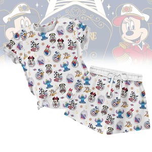 Mickey Minnie Cruise Tshirt Shorts, Disney Sailor Shirt Shorts, Nautical Disney Outfit, Cruise Vacation Outfit