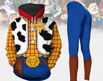 Leginsy z kapturem Toy Story Woody Cosplay, koszula z kapturem Woody Sheriff, koszula Disney Pixar, koszula Disney Trip, koszula Magic Kingdom