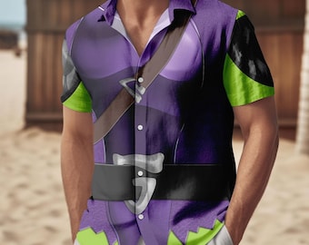 Green Goblin Costume Button Shirt/Shorts, The Amazing Spider Man Cosplay Hawaii Shirt, Goblin Cosplay Costume Shirt, Halloween Costume