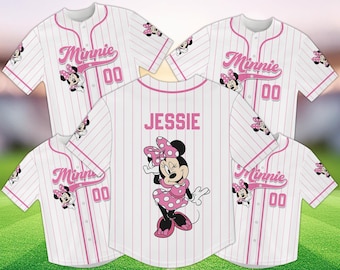 Camisa de beisebol personalizada da Minnie Mouse, camisa infantil da Minnie da Disney, camisa com personagem da Disney, camisa combinando para grupo da Disney
