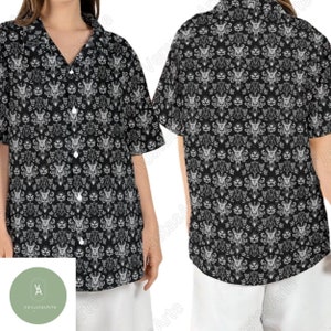 Chemise hawaïenne du manoir hanté, chemise du manoir hanté, chemise boutonnée du manoir hanté, chemise de vacances du manoir hanté, cadeau d&#39;Halloween