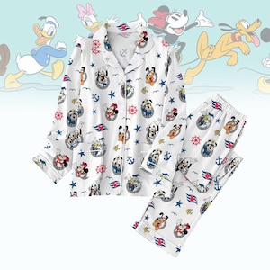 Pijama de crucero Disney, ropa de dormir náutica, pijama familiar a juego, ropa de descanso para vacaciones, pijama de algodón suave, diseño de dibujos animados adorables