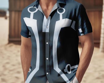Tron Legacy Disney Cosplay Halloween Button Shirt/Shorts, Tron Legacy Halloween Costume Shirt, Disney World Roller Coaster Shirt