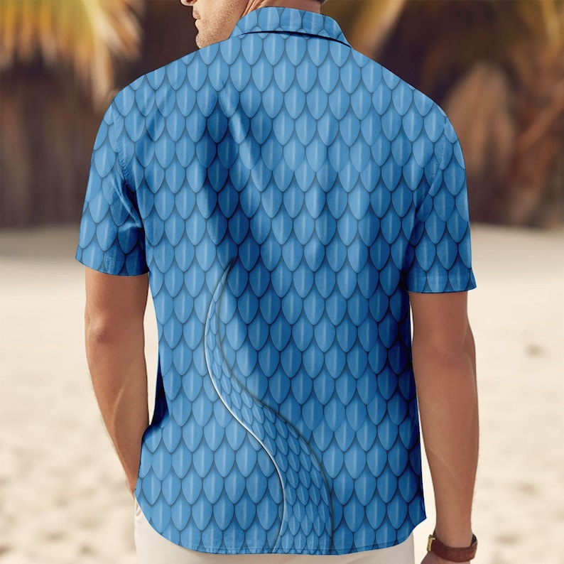Zootopia 2 Snake Costume Button Shirt/Shorts, Blue Snake Hawaiian Set, Cartoon Character Cosplay Outfit, Halloween Matching Gift