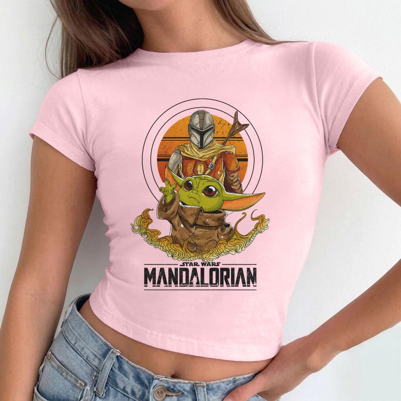 The Mandalorian Baby Tee, Grogu Baby Yoda Shirt, Star Wars Mando T-Shirt, Disney World Outfit, Cute Bounty Hunter Top, Gift for Her