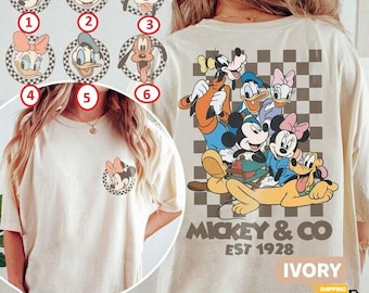 Vintage Mickey & Co 1928 Comfort Colors Shirt, Vintage Mickey Checkered Shirt, Disney World Family Matching Shirt, Vintage Disneyworld