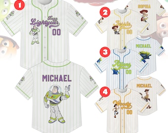 Personalized Toy Story Jersey Shirt, Buzz Lightyear Baseball Jersey, Disney Matching Family Vacation Outfit