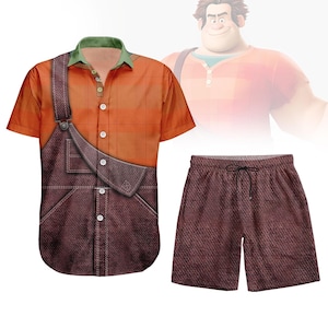 Ralph Costume Hawaiian Shirt/Shorts, Wreck-It Ralph Costume, Halloween Disneyland Button Shirt, Ralph Funny Cosplay Shirt, Gift For Him