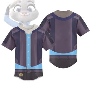 Judy Hopps Baseball Jersey, Zootopia Police Costume Shirt, Bunny Cop Cosplay Top, Disneyland Outfit, Zootopia 2 Cosplay Gift, Kids Jers