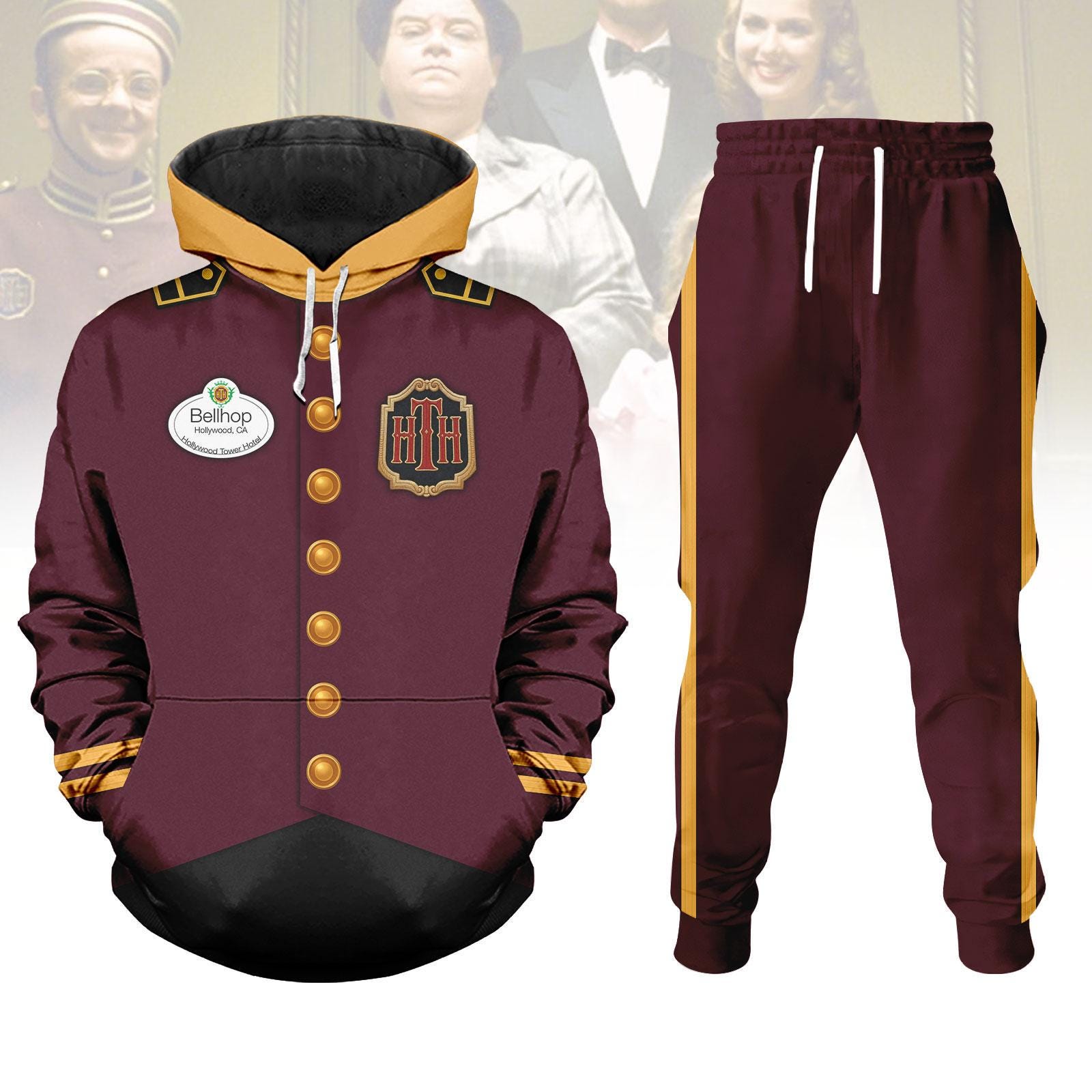 Tower of Terror Hoodie Jogger, Bellhop Costume Hoodie, Disney Cast