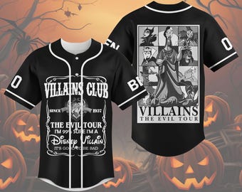 Camiseta de villanos de Disney de Halloween, equipo de béisbol de villanos personalizado, camisa de Jersey maléfica, camisa de truco o truco, regalo de villanos de Disney