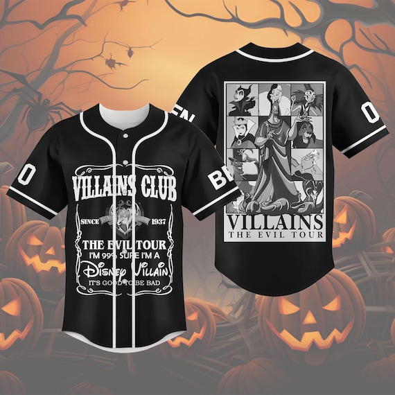 Halloween Disney Villains Jersey, Custom Villains Baseball Team