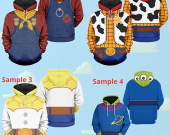 Moletons com personagens de Toy Story, camiseta com fantasia de alienígena do Woody Buzz e Jessie, moletons combinando com cosplay da Pixar, trajes combinando de Halloween