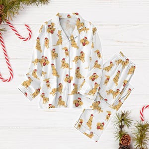 Vvfelixl Women's Whippet Dog Print Pajama Set - Long Sleeve 2-Piece PJs (Size S)
