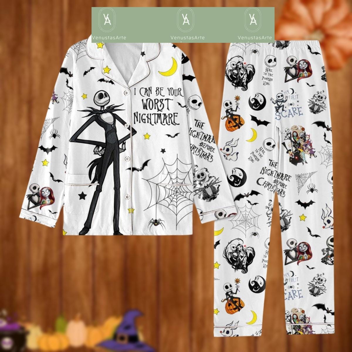 Halloween Jack Skellington Pajamas Set Nightmare Before Christmas Shirt Jack And Sally Set Of Pajamas Disney Halloween Party Shirt