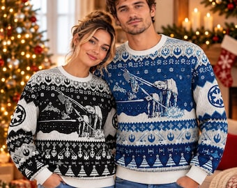 Pull de Noël moche Star Wars, pull AT-AT pour fan, pull pour fan de Star Wars, pull pour cinéphiles (homme/femme), cadeau de Noël
