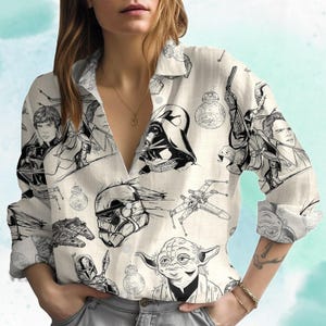 Star Wars Blouse Shirt, Disney Character Blouse Shirt, Darth Vader Women Blouses, Face Star Wars Blouse Shirt, Blouse Shirt For Mom
