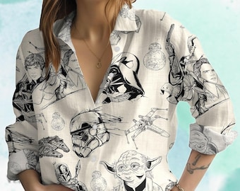 Star Wars Blouse Shirt, Disney Character Blouse Shirt, Darth Vader Women Blouses, Face Star Wars Blouse Shirt, Blouse Shirt For Mom