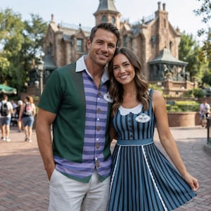Haunted Mansion Ghost Host Matching Outfit, Hitchhiking Ghosts Skater Dress, Ghost Host Butler Costume Button Shirt, Spooky Theme Park