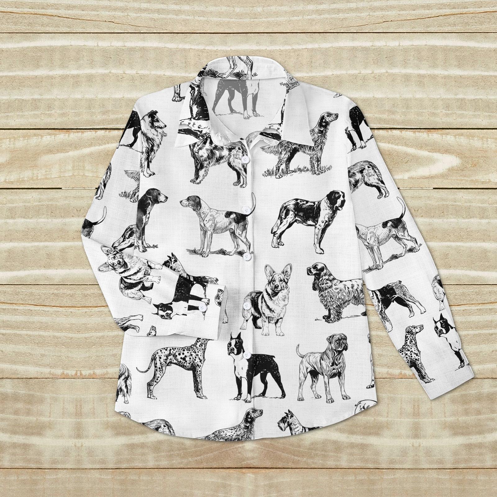 Vintage Dog Breeds Blouse Shirt, Gift for Dog Lover Person, Dog 