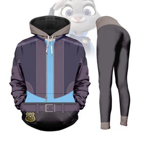Judy Hopps Costume Hoodie Legging, Zootopia 2 Cosplay Outfit, Judy Hopps Police Halloween Costume, Disneybound Zootopia Cosplay Shirt