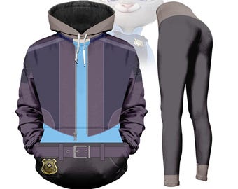 Judy Hopps Costume Hoodie Legging, Zootopia 2 Cosplay Outfit, Judy Hopps Police Halloween Costume, Disneybound Zootopia Cosplay Shirt