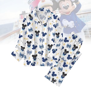 Disney Mickey and Minnie Cruise Pajamas Set, Coquette Bow Mickey Shirt, Coquette Cruise Pajamas Kids, Disneyland Matching Pajamas Set
