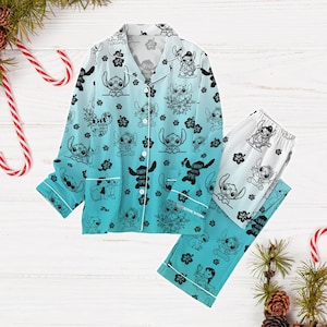 Stitch Christmas Pajamas Set, Ohana Means Family Pajamas, Stitch Xmas Pajamas, Magic Kingdom Shirt, Gift For Kids, Disney Xmas Gift